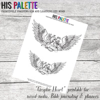 Graphic Heart printable for mixed-media, Bible journaling and planners