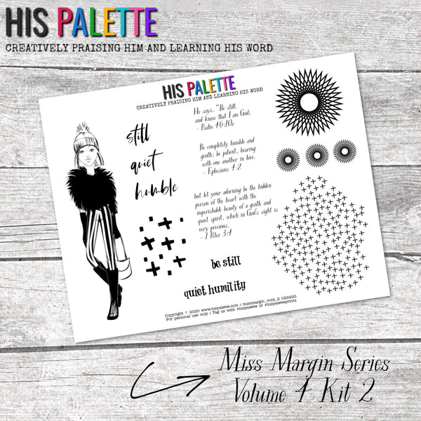 His Palette - Miss Margin Series printable for mixed-media, Bible journaling and faith art - Vol 4 Kit 2