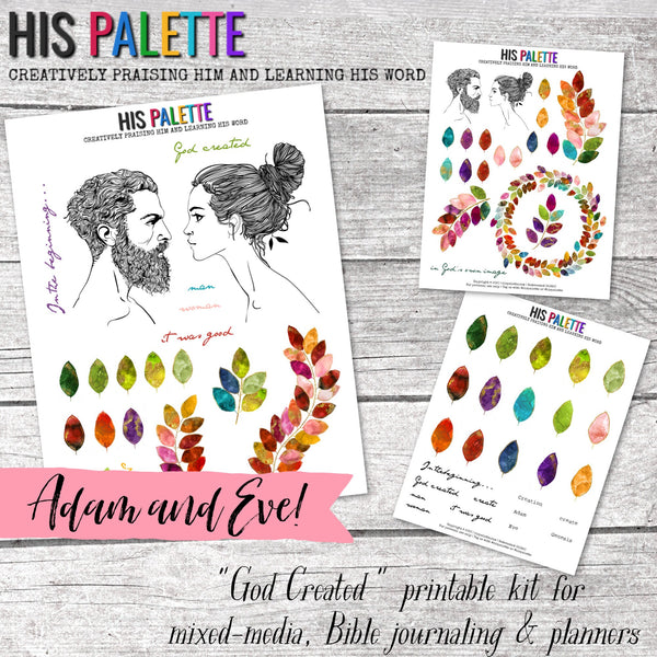 God Created Printable Kit for Bible Journaling and Mixed-Media