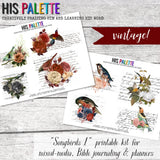 Songbirds 1 printable kit for mixed-media, Bible journaling and planners