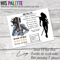 Armor of GOD - Light or Dark printable for mixed-media, Bible journaling and planners