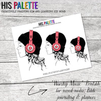 His Palette - "Worship Music" printable for mixed-media, Bible journaling and faith art