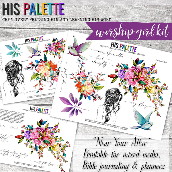 Near Your Altar Printable Kit for mixed-media, Bible journaling and planners