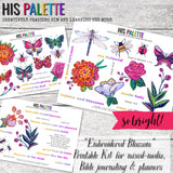 Embroidered Blossom Printable Kit for mixed-media, Bible journaling and planners