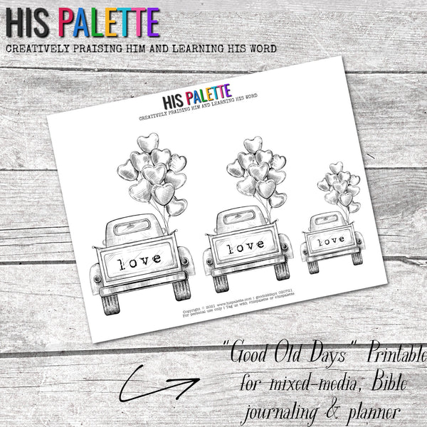 His Palette - Good Old Days - printable for mixed-media, Bible journaling and planners