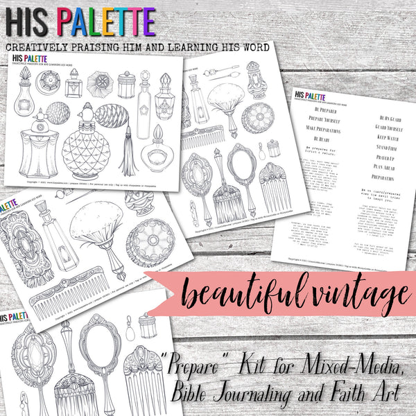 Prepare printable kit for mixed-media, Bible journaling and planner