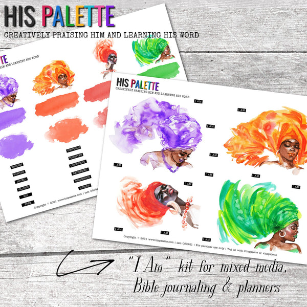 I AM printable kit for mixed-media, Bible journaling and planner