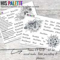 Names Of GOD printable for mixed-media, Bible journaling and planners
