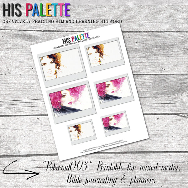 Polaroid 003 printable background for mixed-media, Bible journaling and planners