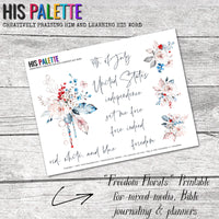 Freedom Florals printable for mixed-media, Bible journaling and planners