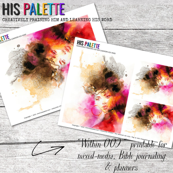 Within 009 printable for mixed-media, Bible journaling and planners