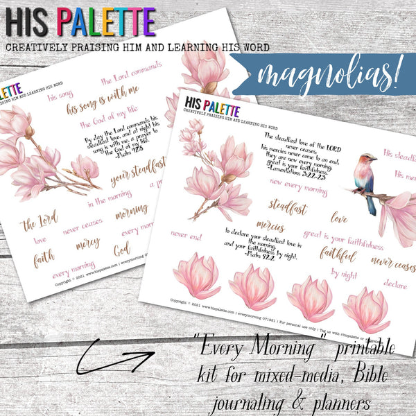 Every Morning Printable Kit for mixed-media, Bible journaling and planners