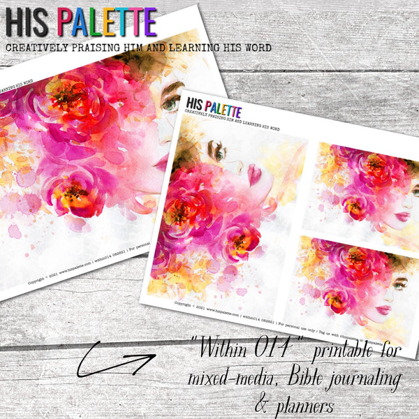 Within 014 printable for mixed-media, Bible journaling and planners