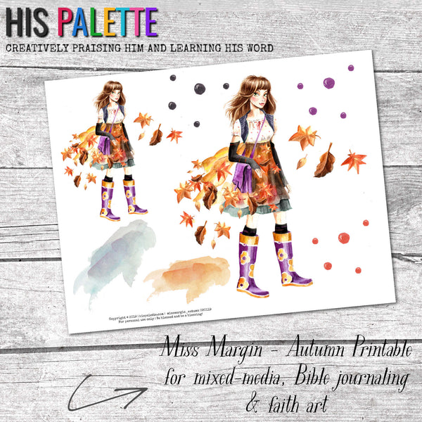 Miss Margin Seasons - Autumn printable for mixed-media, Bible journaling and faith art