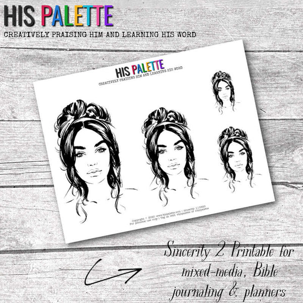 His Palette - Sincerity 2 - printable for mixed-media, Bible journaling and planners