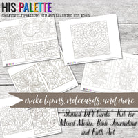 Stained DIY Cards Printable Kit for Mixed-Media, Bible Journaling and Faith Art
