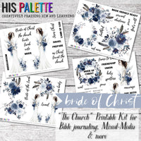 The Church printable kit for mixed-media, Bible journaling and faith art