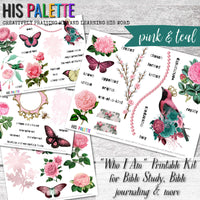 Who I Am printable kit for mixed-media, Bible journaling and planners