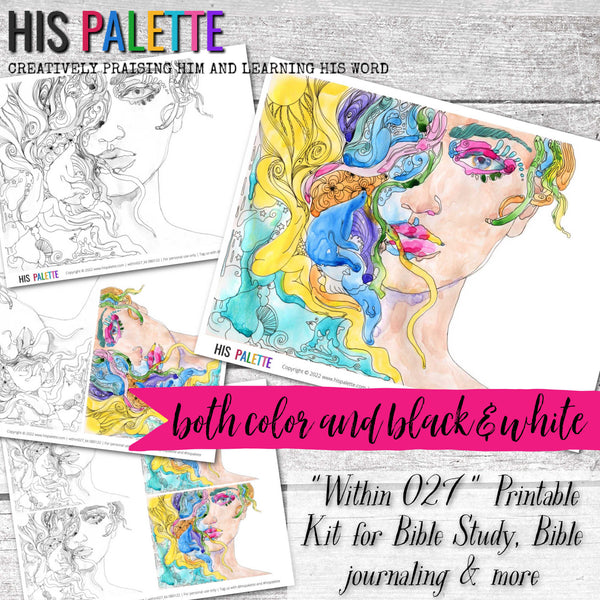 Within 027 printable kit for mixed-media, Bible journaling and planners